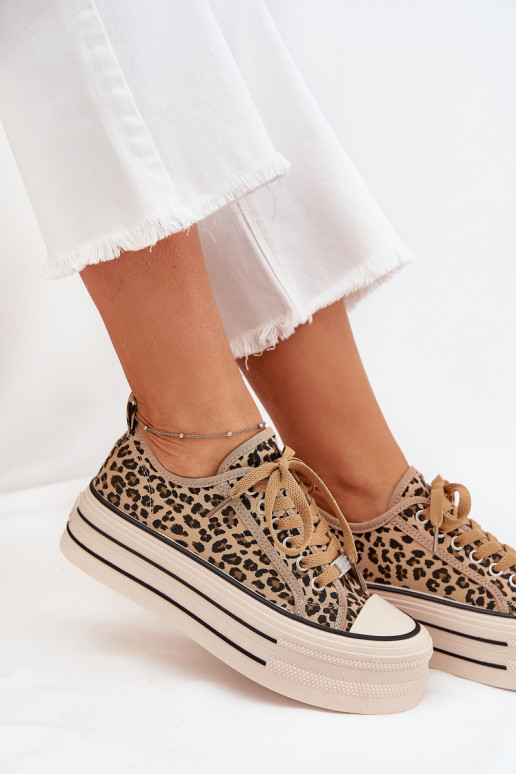 Zapatos de ocio con una plataforma con estampados de piel de leopardo Tiene querinae