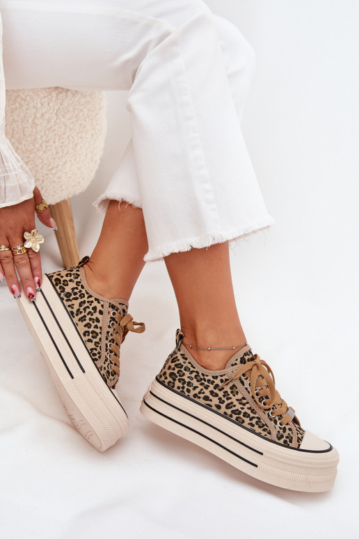 Zapatos de ocio con una plataforma con estampados de piel de leopardo Tiene querinae
