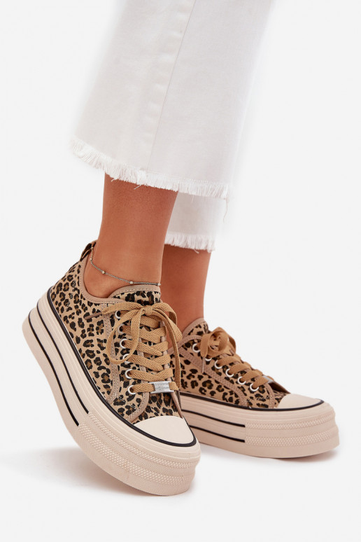 Zapatos de ocio con una plataforma con estampados de piel de leopardo Tiene querinae