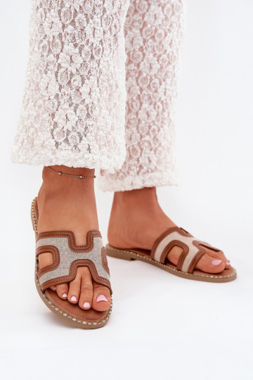 Chanclas marrones para mujer con tacones anchos Vereya