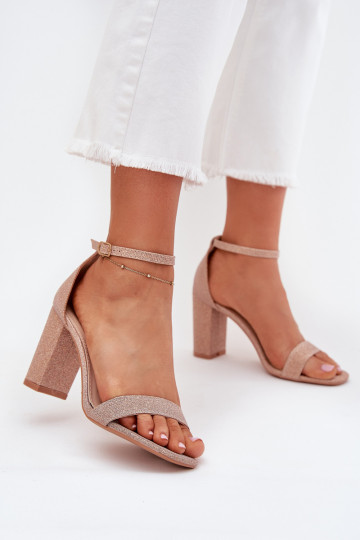 con brillo Sandalias de tacón alto para mujer. color oro rosa Kavina 2