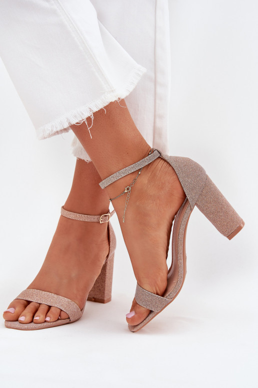 con brillo Sandalias de tacón alto para mujer. color oro rosa Kavina