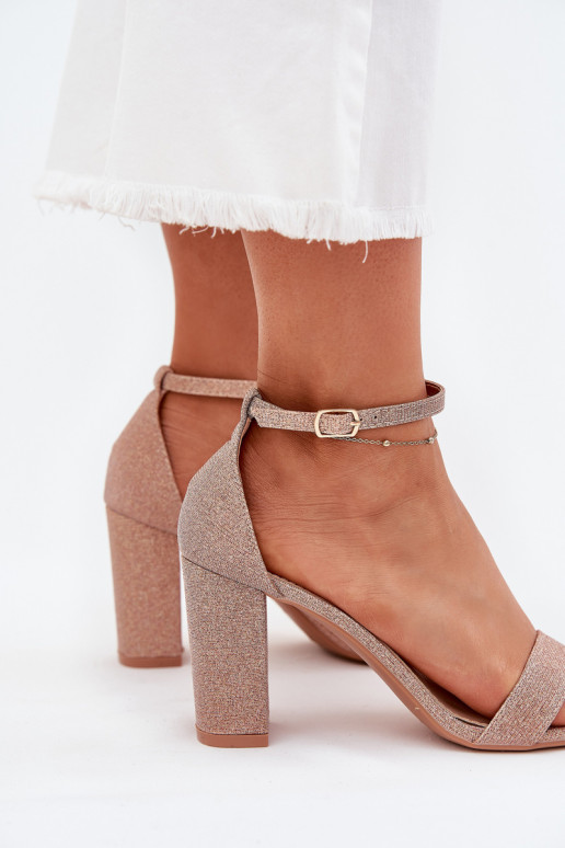 con brillo Sandalias de tacón alto para mujer. color oro rosa Kavina