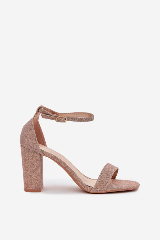 con brillo Sandalias de tacón alto para mujer. color oro rosa Kavina