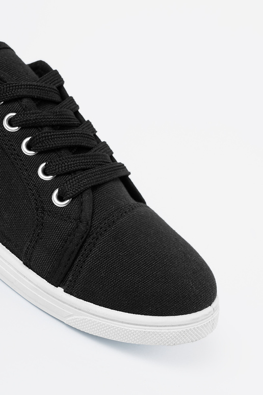 zapatos casuales de color negro atado para arriba