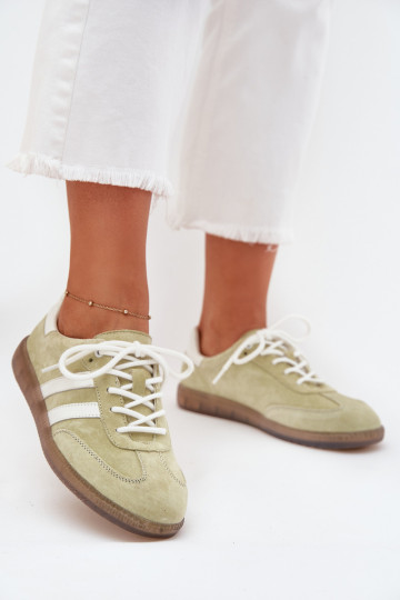 Zapatos deportivos de cuero bajos para mujer en color lima Ismina