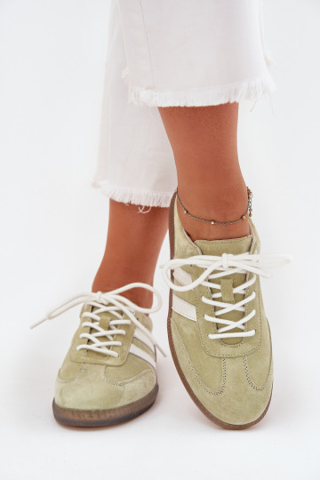 Zapatos deportivos de cuero bajos para mujer en color lima Ismina 2