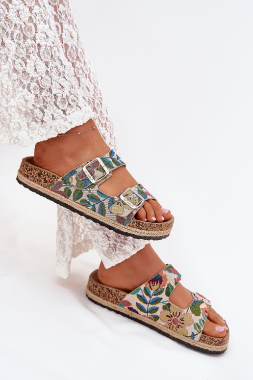 Estampado zapatillas de mujer con una plataforma con hebillas Lee Cooper LCEN-25-35-3480L Colores diferentes