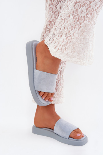 zapatillas de mujer con una plataforma Z de gamuza ecológicau Azul claro Jorina