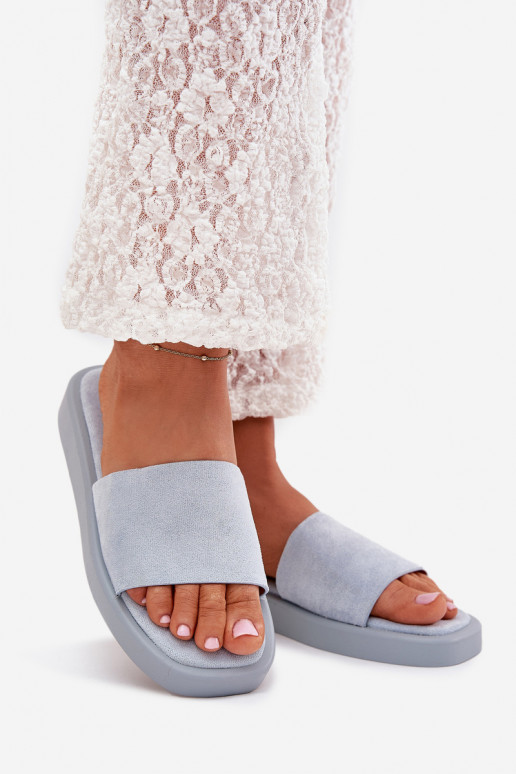 zapatillas de mujer con una plataforma Z de gamuza ecológicau Azul claro Jorina