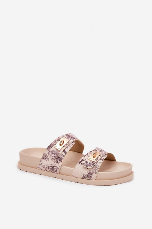 Estampado zapatillas de mujer con una plataforma beige Sorina