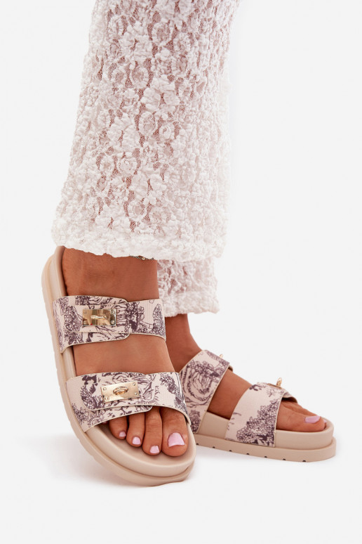 Estampado zapatillas de mujer con una plataforma beige Sorina