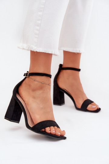 Sandalias de mujer de tacón alto de ante ecológico, color negro Elirae