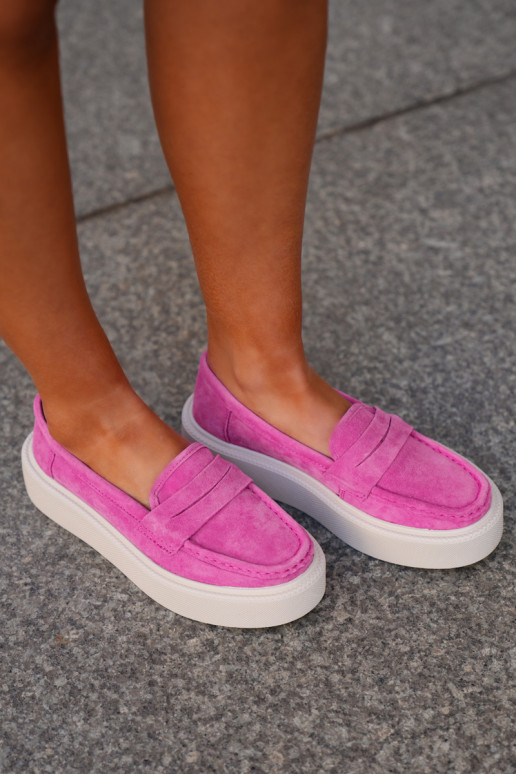 Mocasines de ante para mujer con plataforma Vinceza 79535 color rosa