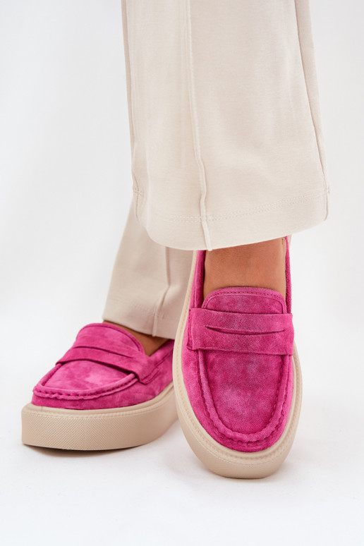 Mocasines de ante para mujer con plataforma Vinceza 79535 color rosa