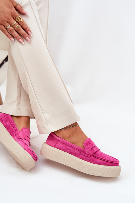 Mocasines de ante para mujer con plataforma Vinceza 79535 color rosa