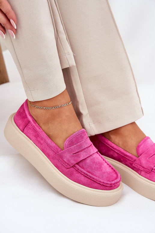 Mocasines de ante para mujer con plataforma Vinceza 79535 color rosa