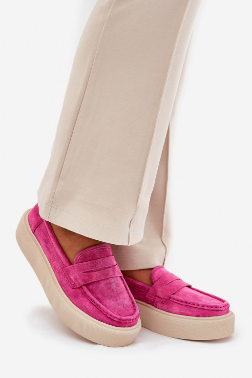 Mocasines de ante para mujer con plataforma Vinceza 79535 color rosa