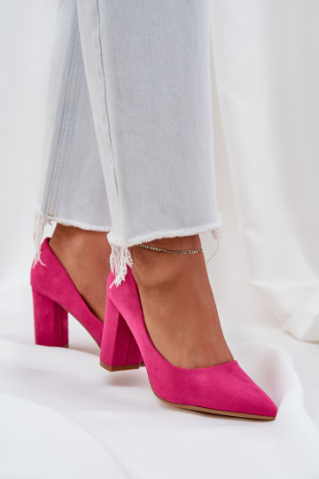 Zapatos de tacón alto de gamuza ecológicaoAe color rosa Florena