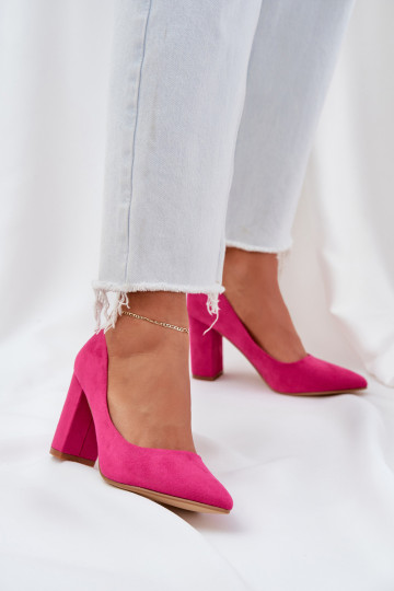 Zapatos de tacón alto de gamuza ecológicaoAe color rosa Florena 2