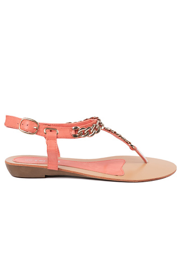 Coral sandalias zapatillas con una cadena 2