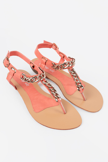 Coral sandalias zapatillas con una cadena