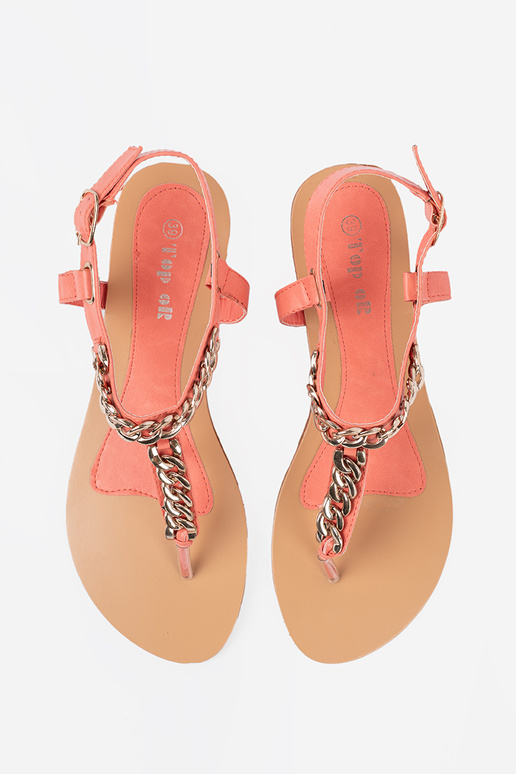 Coral sandalias zapatillas con una cadena