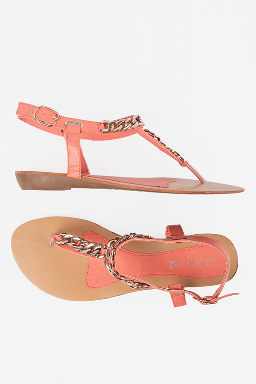 Coral sandalias zapatillas con una cadena