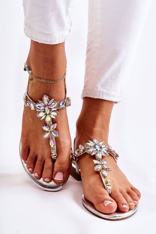 Sandalias de mujer Zapatillas con ojos centelleantes color plata Solea Sandalias de mujer Zapatillas con ojos centelleantes color plata Solea