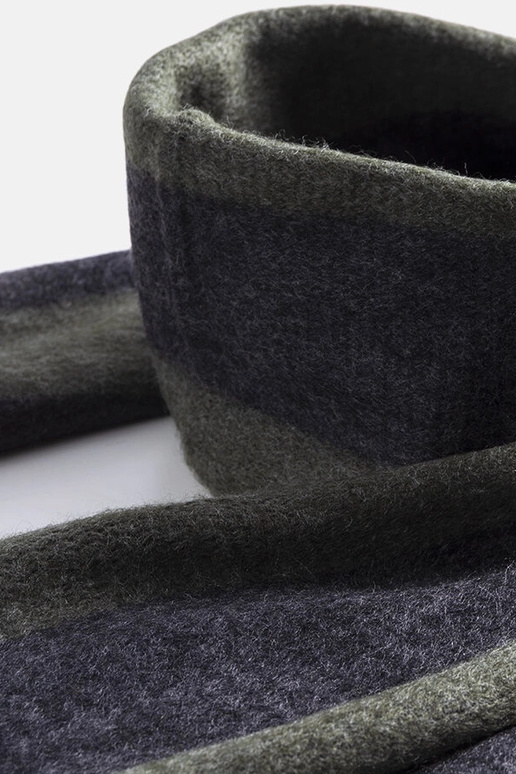 Bufanda verde-gris con flecos Lana