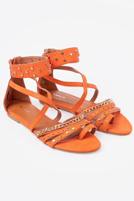 color naranja sandalias boho con remaches color naranja sandalias boho con remaches
