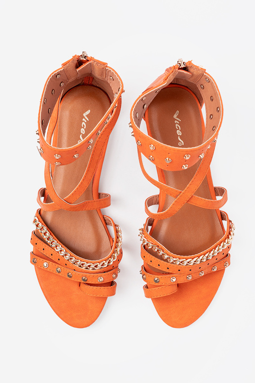 color naranja sandalias boho con remaches color naranja sandalias boho con remaches
