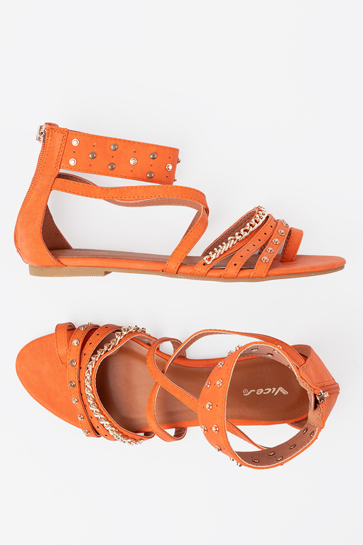 color naranja sandalias boho con remaches color naranja sandalias boho con remaches