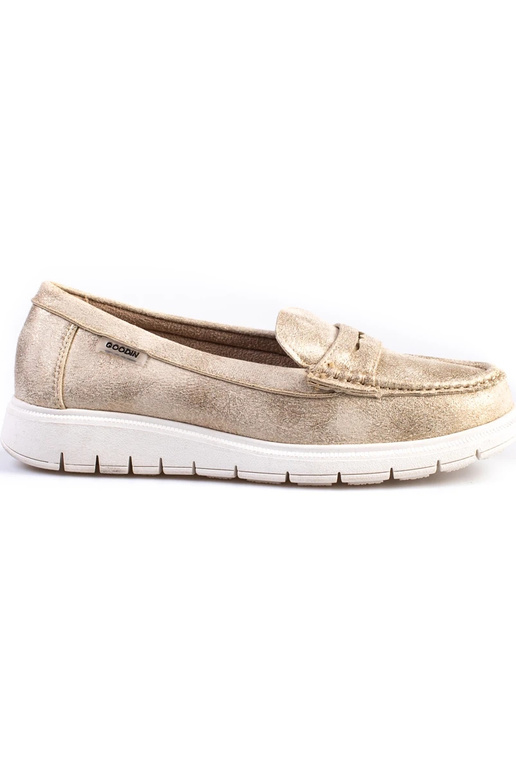 Mocasines de mujer dorado con suela flexible