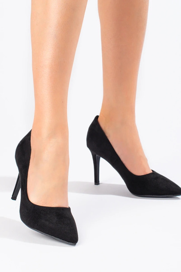 de gamuza de color negro tacones altos