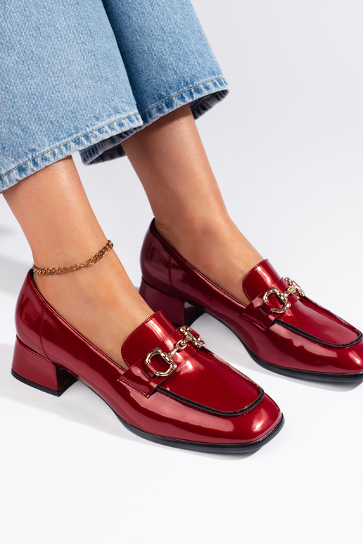 con efecto barniz mocasines de mujer Rojo
