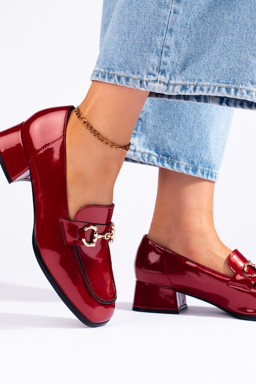 con efecto barniz mocasines de mujer Rojo