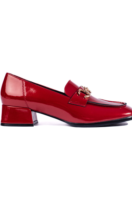 con efecto barniz mocasines de mujer Rojo