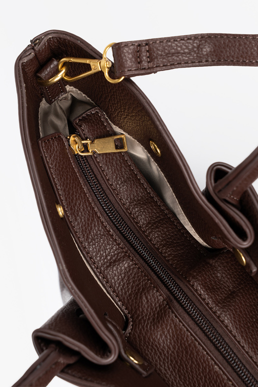 Pojemna torba A ciemnym brązie de cuero ecológico