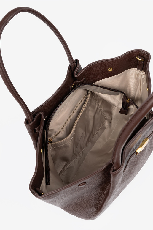 Pojemna torba A ciemnym brązie de cuero ecológico