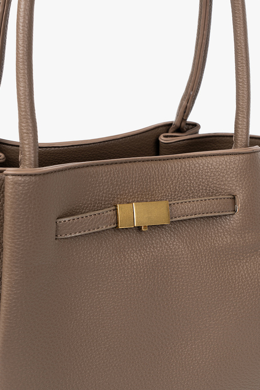 Bolso/bolso shopper taupe con cierre