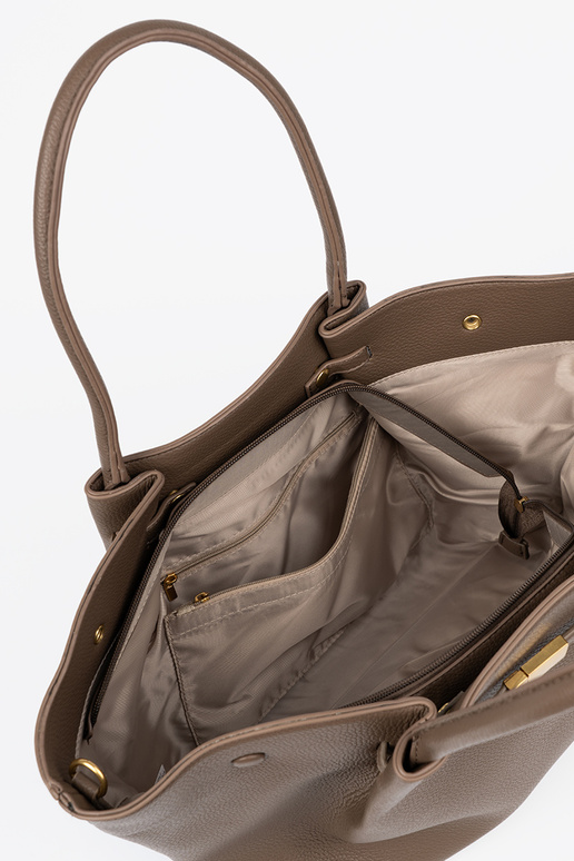 Bolso/bolso shopper taupe con cierre