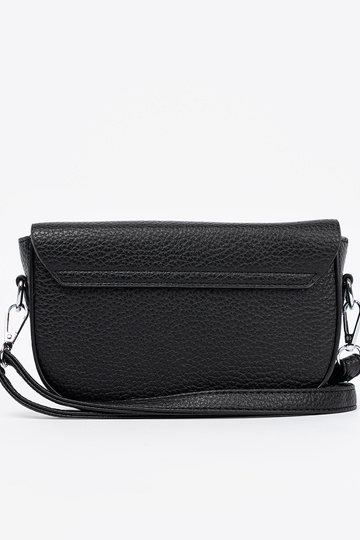 Kobieca bolso negro z dekoracyjnym zapięciem