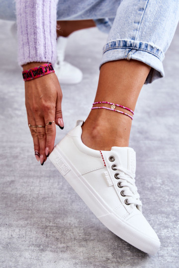 Bajo Zapatillas de piel para mujer. Big Star KK274005 el color blanco 2