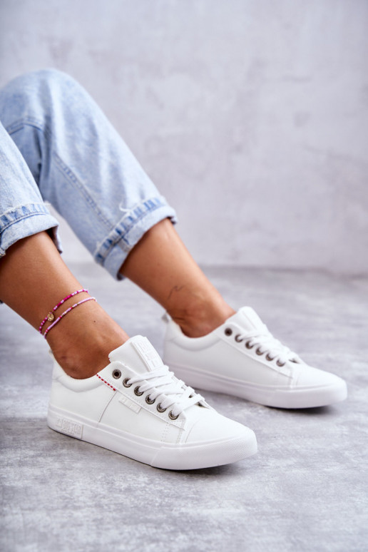 Bajo Zapatillas de piel para mujer. Big Star KK274005 el color blanco Bajo Zapatillas de piel para mujer. Big Star KK274005 el color blanco