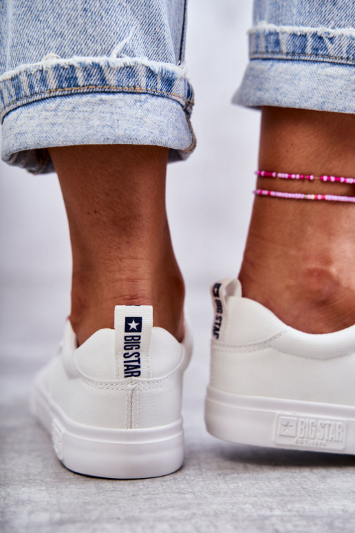 Bajo Zapatillas de piel para mujer. Big Star KK274005 el color blanco Bajo Zapatillas de piel para mujer. Big Star KK274005 el color blanco
