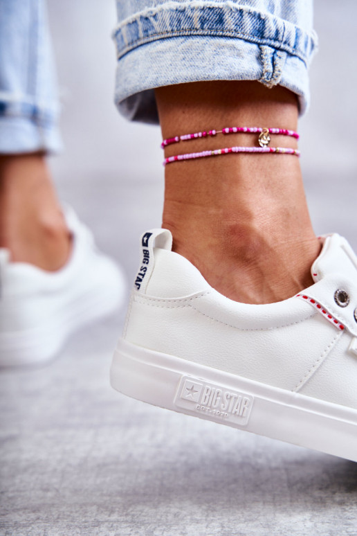 Bajo Zapatillas de piel para mujer. Big Star KK274005 el color blanco Bajo Zapatillas de piel para mujer. Big Star KK274005 el color blanco