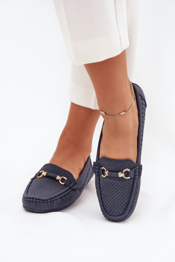 mocasines de mujer con elementos calados con adornos azul oscuro Kaydance 2