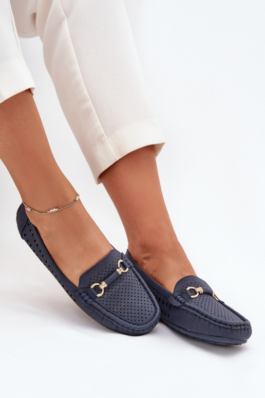 mocasines de mujer con elementos calados con adornos azul oscuro Kaydance mocasines de mujer con elementos calados con adornos azul oscuro Kaydance