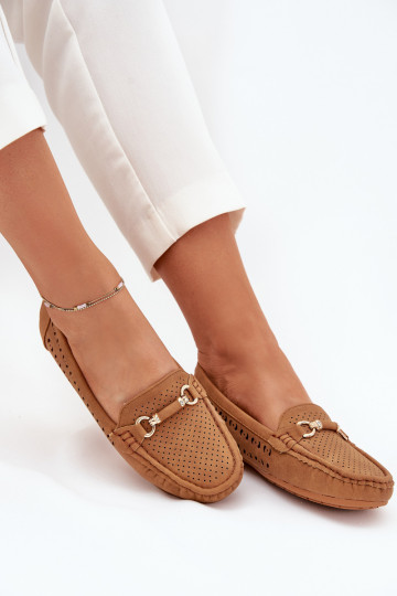 Mocasines de mujer con elementos de encaje y adornos en color marrón Kaydance